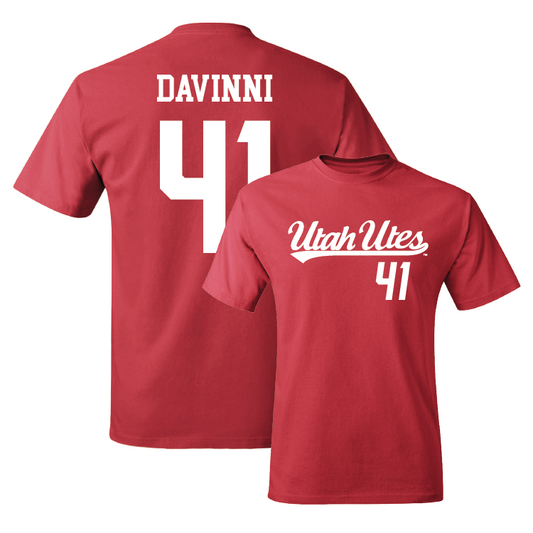 Red Baseball Script Tee - Michael Davinni