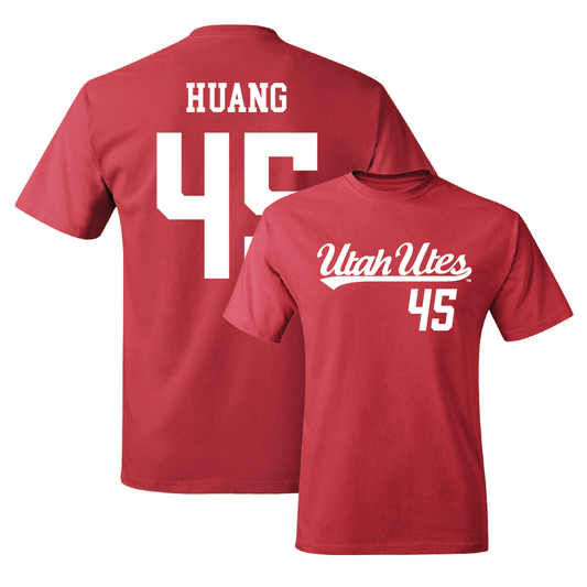 Red Men's Basketball Script Tee - Jerry Huang