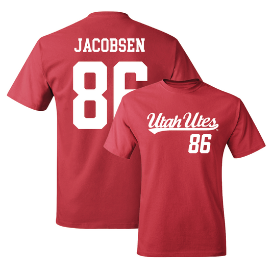 Red Football Script Tee - CJ Jacobsen