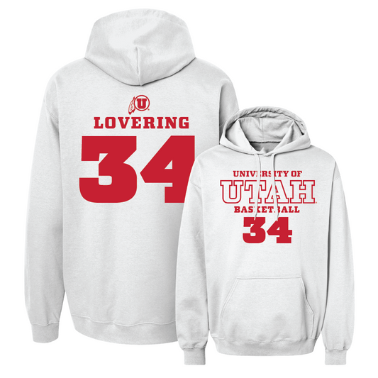Men's Basketball White Classic Hoodie  - Lawson Lovering