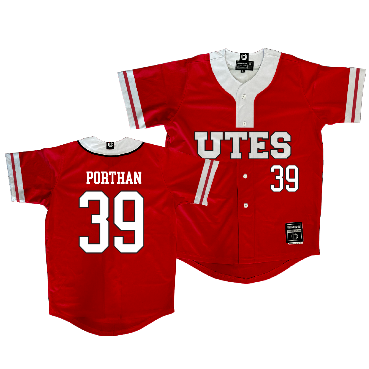 Utah Baseball Red Jersey - Brett Porthan | #39
