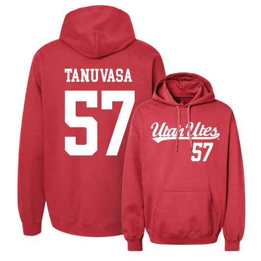 Red Football Script Hoodie - Keanu Tanuvasa