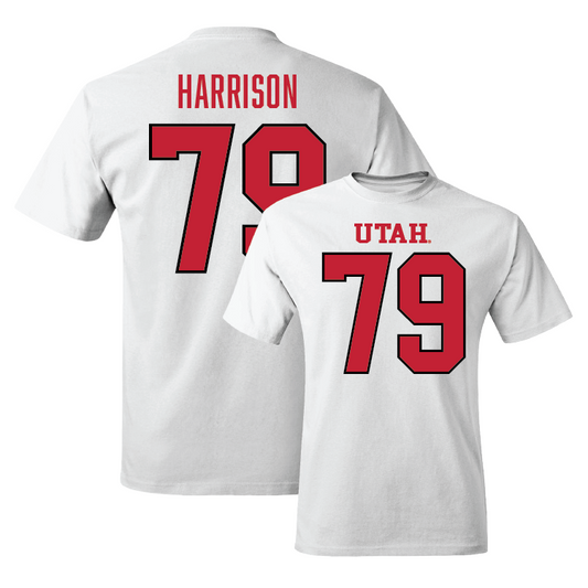 White Football Shirsey Comfort Colors Tee 4 Youth Small / Alex Harrison | #79
