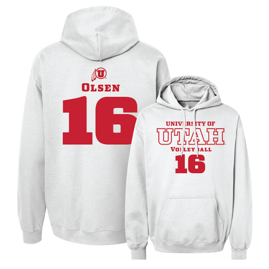 White  Volleyball Classic Hoodie Youth Small / Allie Olsen | #16