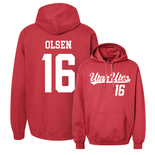Red  Volleyball Script Hoodie Youth Small / Allie Olsen | #16