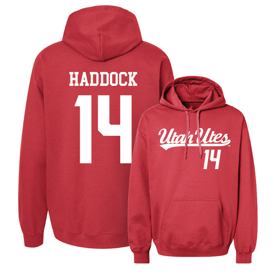 Red  Basketball Script Hoodie Youth Small / Brandon Haddock | #14