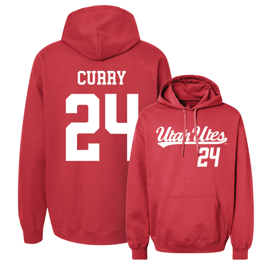 Red Football Script Hoodie 2 Youth Small / Chris Curry | #24