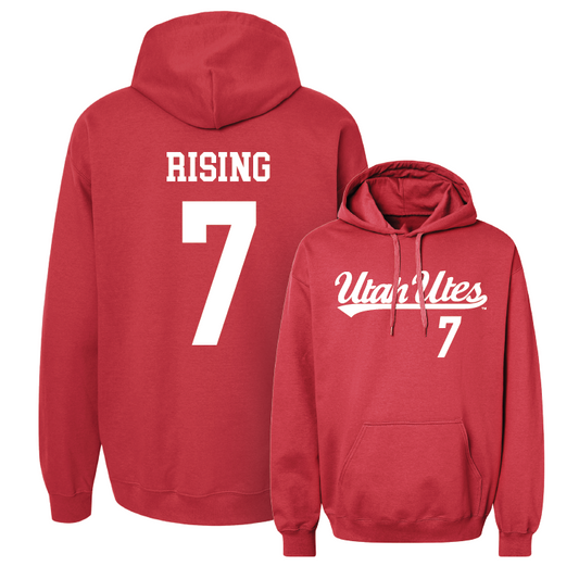 Red Football Script Hoodie Youth Small / Cameron Rising | #7