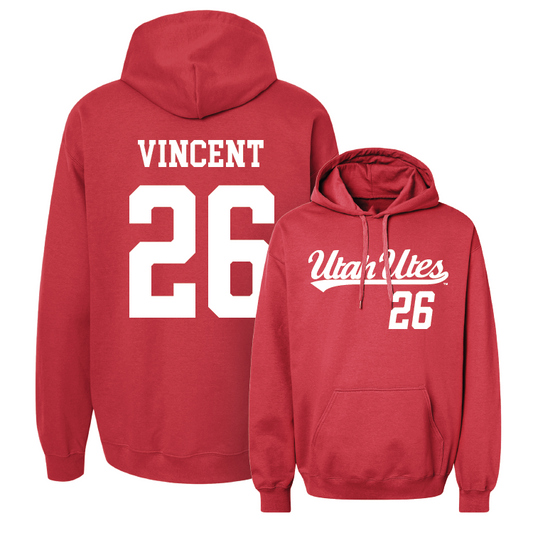 Red Football Script Hoodie 3 Youth Small / Charlie Vincent | #26