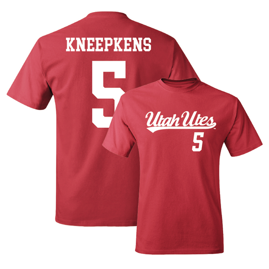 Red Women's Basketball Script Tee Youth Small / Gianna Kneepkens | #5