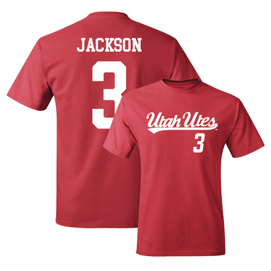 Red Football Script Tee Youth Small / Ja'Quinden Jackson | #3