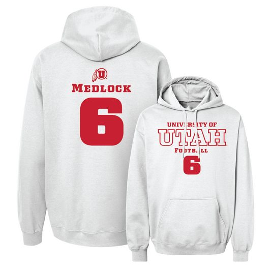 White Football Classic Hoodie Youth Small / Justin Medlock | #6