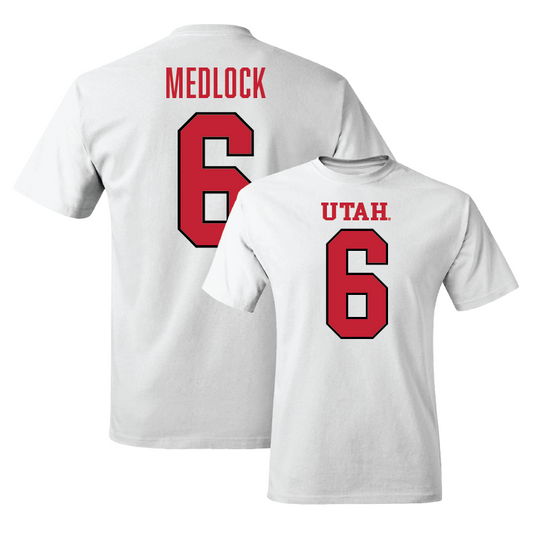 White Football Shirsey Comfort Colors Tee Youth Small / Justin Medlock | #6