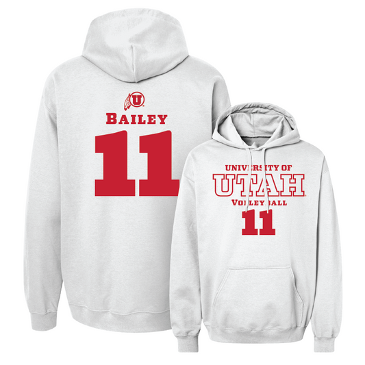 White  Volleyball Classic Hoodie Youth Small / Kamry Bailey | #11