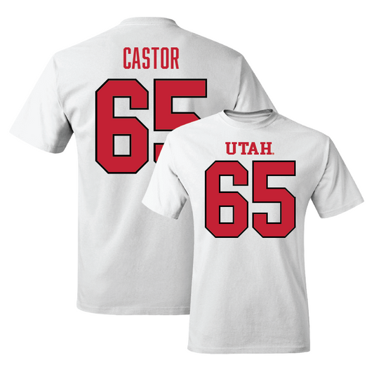White Football Shirsey Comfort Colors Tee 4 Youth Small / Logan Castor | #65