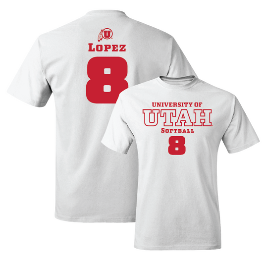 White Softball Classic Comfort Colors Tee Youth Small / Mariah Lopez | #8