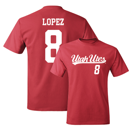 Red Softball Script Tee Youth Small / Mariah Lopez | #8