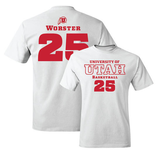 White Men's Basketball Classic Comfort Colors Tee Youth Small / Rollie Worster | #25