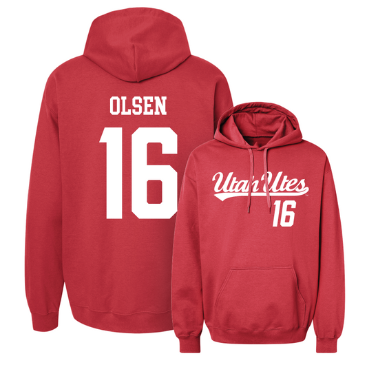 Women's Volleyball Red Script Hoodie  - Allie Olsen